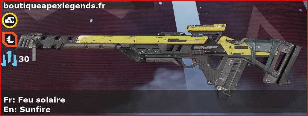 Skin Commun Feu solaire en français ou Sunfire en anglais pour l'arme Fusil triple du jeu vidéo apex legends