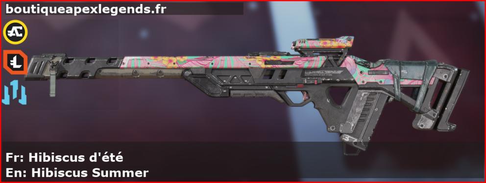 Skin Rare Hibiscus d'été en français ou Hibiscus Summer en anglais pour l'arme Fusil triple du jeu vidéo apex legends