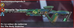 Skin Légendaire Le voleur de cadavres en français ou The Body Snatcher en anglais pour l'arme Fusil triple du jeu vidéo apex legends