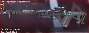 Skin Rare Lit de roche en français ou Rock Bed en anglais pour l'arme Fusil triple du jeu vidéo apex legends