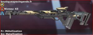 Skin Rare Métallisation en français ou Metallization en anglais pour l'arme Fusil triple du jeu vidéo apex legends