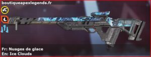 Skin Rare Nuages de glace en français ou Ice Clouds en anglais pour l'arme Fusil triple du jeu vidéo apex legends