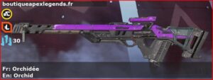 Skin Commun Orchidée en français ou Orchid en anglais pour l'arme Fusil triple du jeu vidéo apex legends