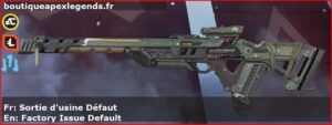 Skin Rare Sortie d'usine Défaut en français ou Factory Issue Default en anglais pour l'arme Fusil triple du jeu vidéo apex legends