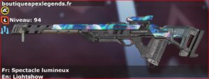 Skin Rare Spectacle lumineux en français ou Lightshow en anglais pour l'arme Fusil triple du jeu vidéo apex legends