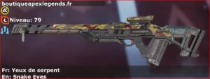 Skin Rare Yeux de serpent en français ou Snake Eyes en anglais pour l'arme Fusil triple du jeu vidéo apex legends