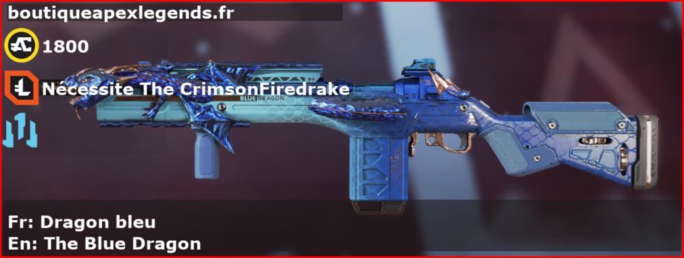 Skin Légendaire Dragon bleu en français ou The Blue Dragon en anglais pour l'arme G7 Scout du jeu vidéo apex legends