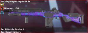 Skin Rare Effet de levier L en français ou Downforce L en anglais pour l'arme G7 Scout du jeu vidéo apex legends