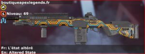 Skin Rare L'état altéré en français ou Altered State en anglais pour l'arme G7 Scout du jeu vidéo apex legends