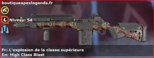 Skin Rare L'explosion de la classe supérieure en français ou High Class Blast en anglais pour l'arme G7 Scout du jeu vidéo apex legends