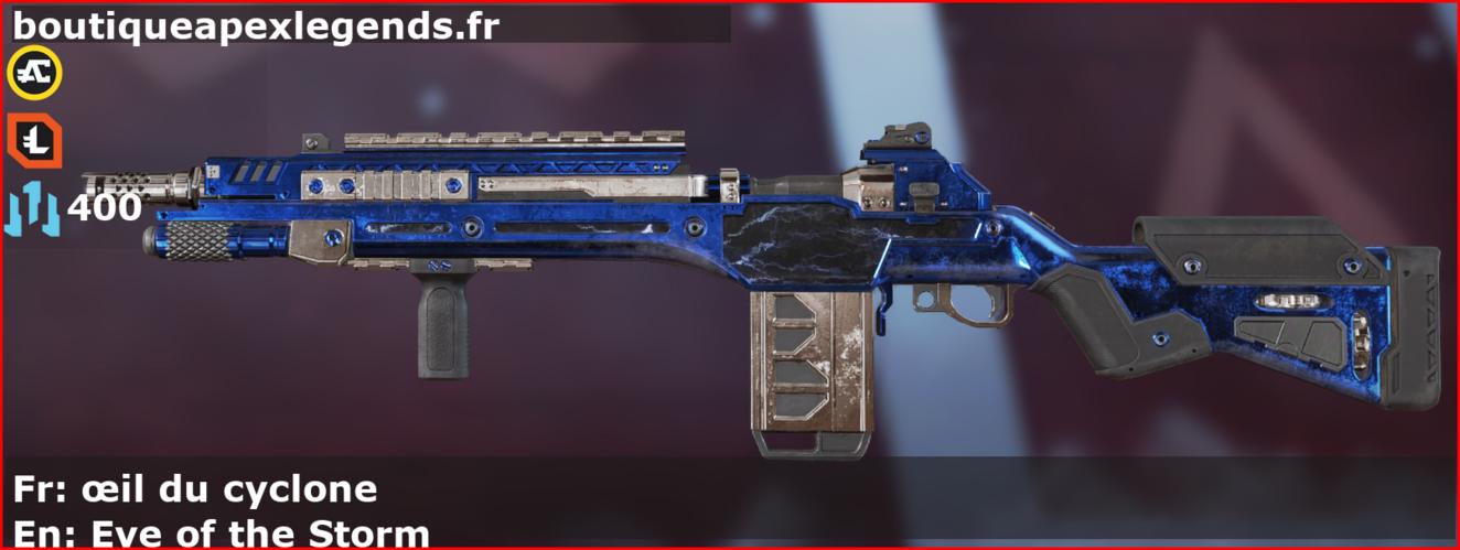 Skin Épique œil du cyclone en français ou Eye of the Storm en anglais pour l'arme G7 Scout du jeu vidéo apex legends