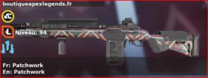 Skin Rare Patchwork en français ou Patchwork en anglais pour l'arme G7 Scout du jeu vidéo apex legends