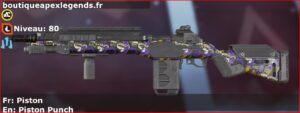 Skin Rare Piston en français ou Piston Punch en anglais pour l'arme G7 Scout du jeu vidéo apex legends