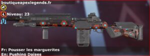 Skin Rare Pousser les marguerites en français ou Pushing Daises en anglais pour l'arme G7 Scout du jeu vidéo apex legends