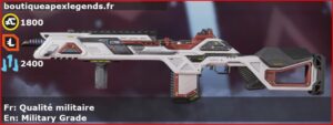 Skin Légendaire Qualité militaire en français ou Military Grade en anglais pour l'arme G7 Scout du jeu vidéo apex legends