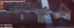 Skin Rare Recluse en français ou Recluse en anglais pour l'arme G7 Scout du jeu vidéo apex legends