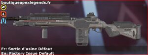 Skin Rare Sortie d'usine Défaut en français ou Factory Issue Default en anglais pour l'arme G7 Scout du jeu vidéo apex legends