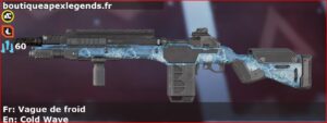 Skin Rare Vague de froid en français ou Cold Wave en anglais pour l'arme G7 Scout du jeu vidéo apex legends