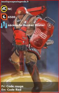 skin pour gibraltar: Code rouge en français ou Code Red en anglais , du jeu apex legends