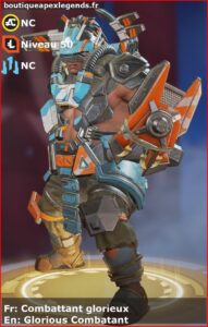 skin pour gibraltar: Combattant glorieux en français ou Glorious Combatant en anglais , du jeu apex legends