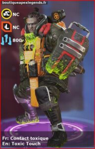 skin pour gibraltar: Contact toxique en français ou Toxic Touch en anglais , du jeu apex legends