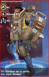 skin pour gibraltar: Gardien de la porte en français ou Gate Keeper en anglais , du jeu apex legends