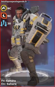 skin pour gibraltar: Sahara en français ou Sahara en anglais , du jeu apex legends