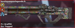 Skin Rare Graffiti en français ou Tagged en anglais pour l'arme HAVOC du jeu vidéo apex legends