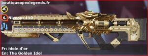 Skin Légendaire idole d'or en français ou The Golden Idol en anglais pour l'arme HAVOC du jeu vidéo apex legends