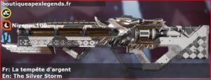 Skin Légendaire La tempête d'argent en français ou The Silver Storm en anglais pour l'arme HAVOC du jeu vidéo apex legends