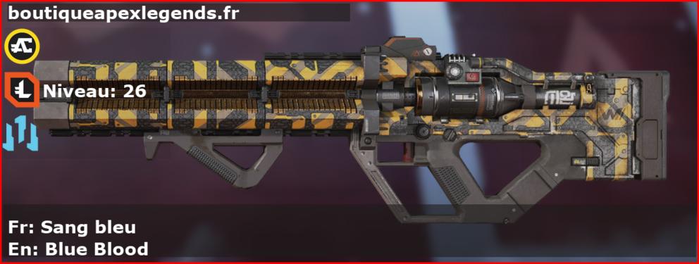 Skin Rare Sang bleu en français ou Blue Blood en anglais pour l'arme HAVOC du jeu vidéo apex legends