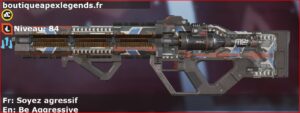 Skin Rare Soyez agressif en français ou Be Aggressive en anglais pour l'arme HAVOC du jeu vidéo apex legends