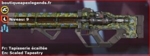 Skin Rare Tapisserie écaillée en français ou Scaled Tapestry en anglais pour l'arme HAVOC du jeu vidéo apex legends