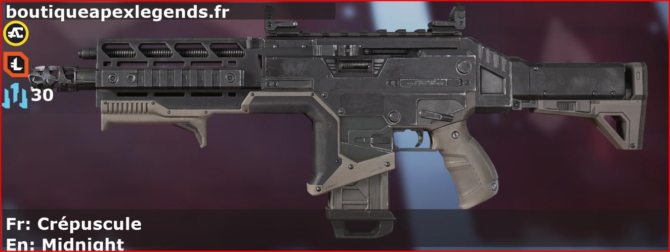 Skin Commun Crépuscule en français ou Midnight en anglais pour l'arme Hemlok du jeu vidéo apex legends