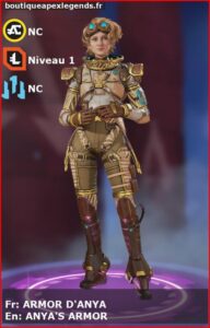 skin pour horizon: ARMOR D'ANYA en français ou ANYA'S ARMOR en anglais , du jeu apex legends