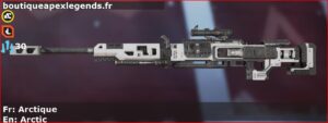 Skin Commun Arctique en français ou Arctic en anglais pour l'arme Kraber du jeu vidéo apex legends