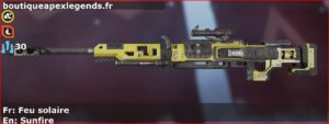 Skin Commun Feu solaire en français ou Sunfire en anglais pour l'arme Kraber du jeu vidéo apex legends