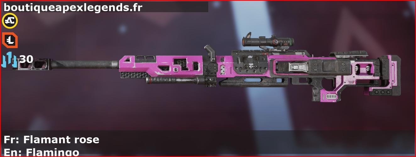 Skin Commun Flamant rose en français ou Flamingo en anglais pour l'arme Kraber du jeu vidéo apex legends