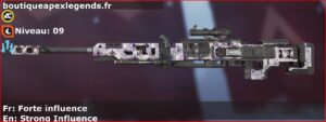 Skin Rare Forte influence en français ou Strong Influence en anglais pour l'arme Kraber du jeu vidéo apex legends