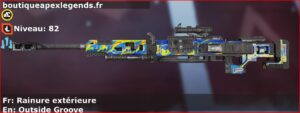 Skin Rare Rainure extérieure en français ou Outside Groove en anglais pour l'arme Kraber du jeu vidéo apex legends