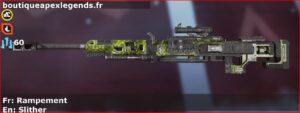 Skin Rare Rampement en français ou Slither en anglais pour l'arme Kraber du jeu vidéo apex legends