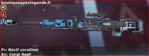 Skin Rare Récif corallien en français ou Coral Reef en anglais pour l'arme Kraber du jeu vidéo apex legends