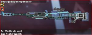 Skin Rare Veille de nuit en français ou Night Watch en anglais pour l'arme Kraber du jeu vidéo apex legends