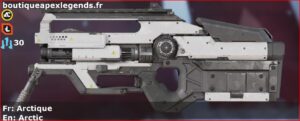 Skin Commun Arctique en français ou Arctic en anglais pour l'arme L-STAR du jeu vidéo apex legends