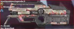 Skin Rare Brûlé en français ou Scorched en anglais pour l'arme L-STAR du jeu vidéo apex legends