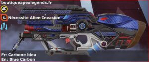 Skin Légendaire Carbone bleu en français ou Blue Carbon en anglais pour l'arme L-STAR du jeu vidéo apex legends