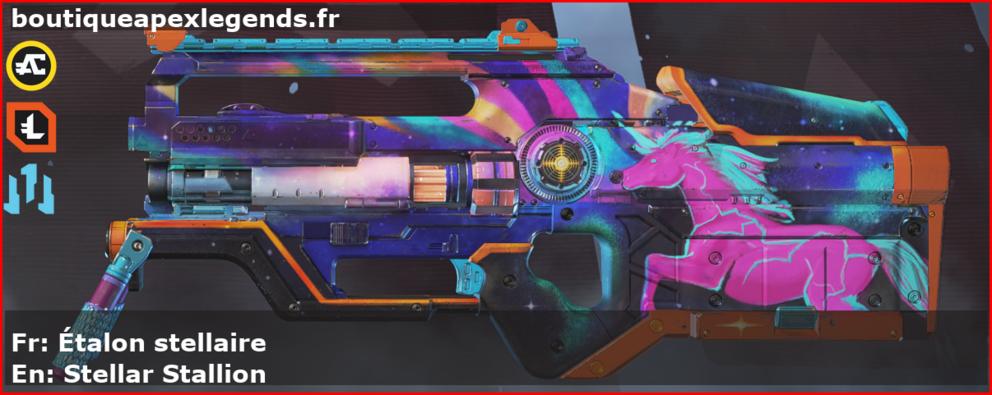 Skin Rare Étalon stellaire en français ou Stellar Stallion en anglais pour l'arme L-STAR du jeu vidéo apex legends