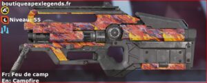 Skin Rare Feu de camp en français ou Campfire en anglais pour l'arme L-STAR du jeu vidéo apex legends