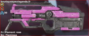 Skin Commun Flamant rose en français ou Flamingo en anglais pour l'arme L-STAR du jeu vidéo apex legends