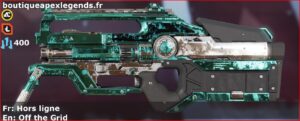 Skin Épique Hors ligne en français ou Off the Grid en anglais pour l'arme L-STAR du jeu vidéo apex legends